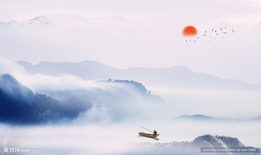 新中式山水背景墙