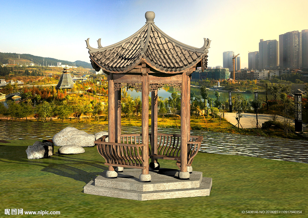 仿古凉亭3D模型