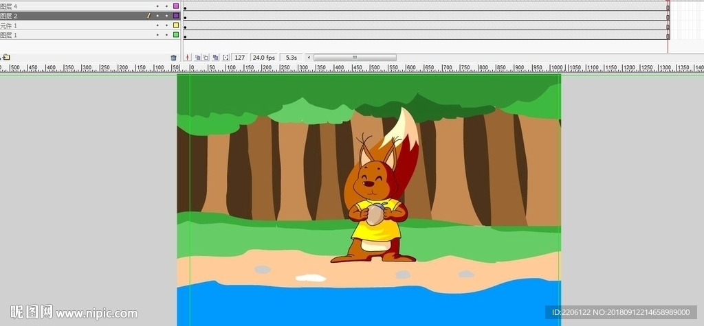 松鼠在河边吃松果5秒动画