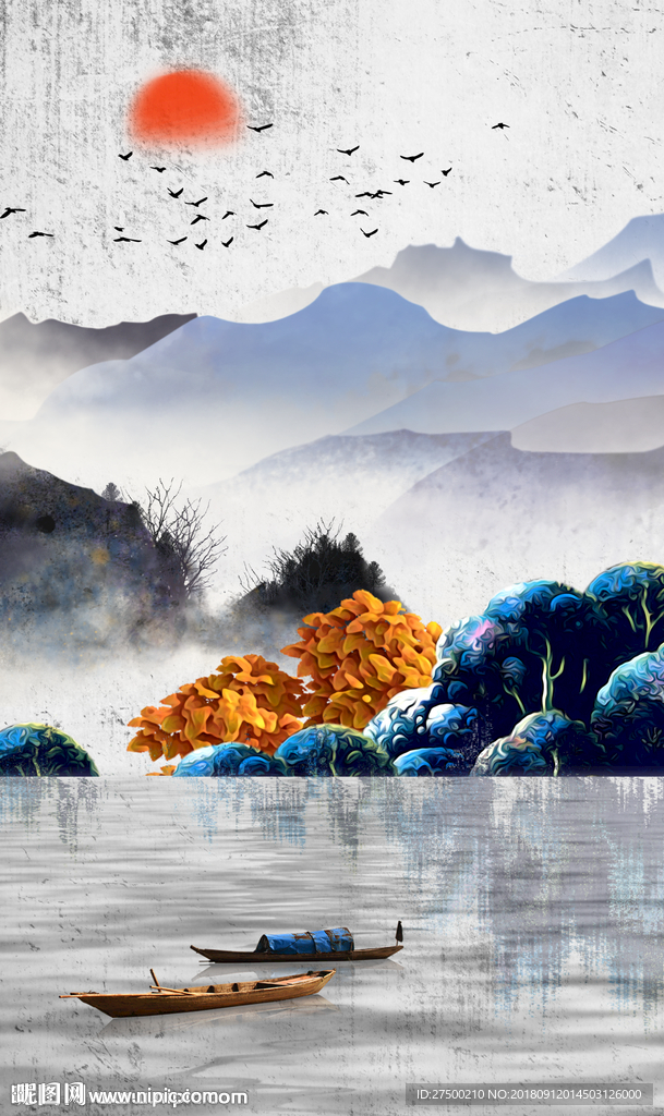 新中式山水玄关