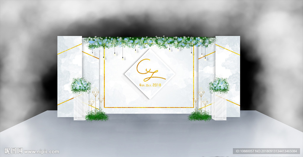 浅蓝色婚礼迎宾区效果图