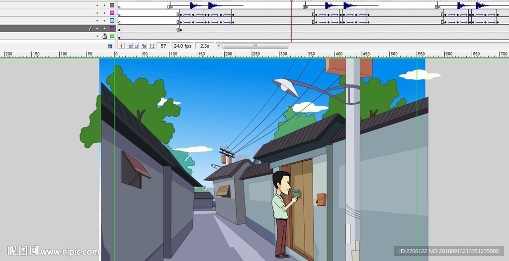 男孩侧面敲门动画5秒
