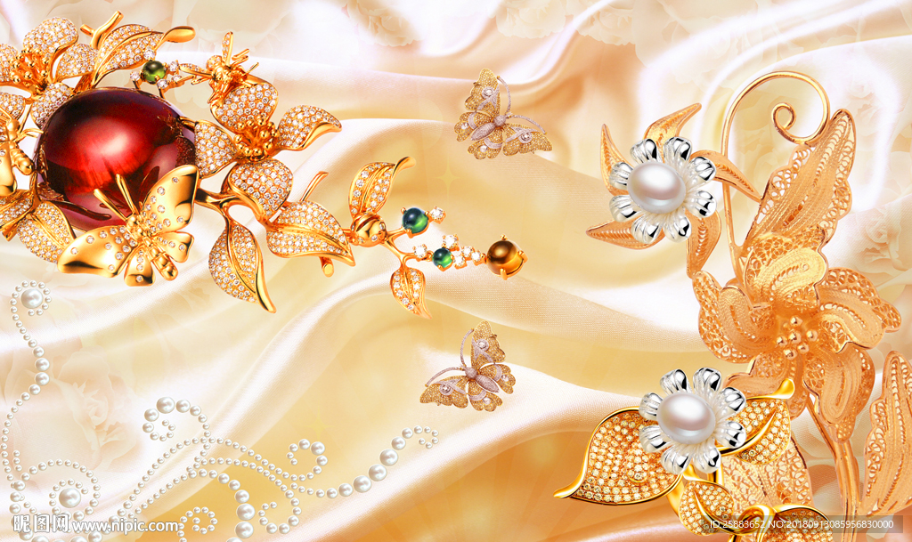 蝶恋花珠宝电视背景墙