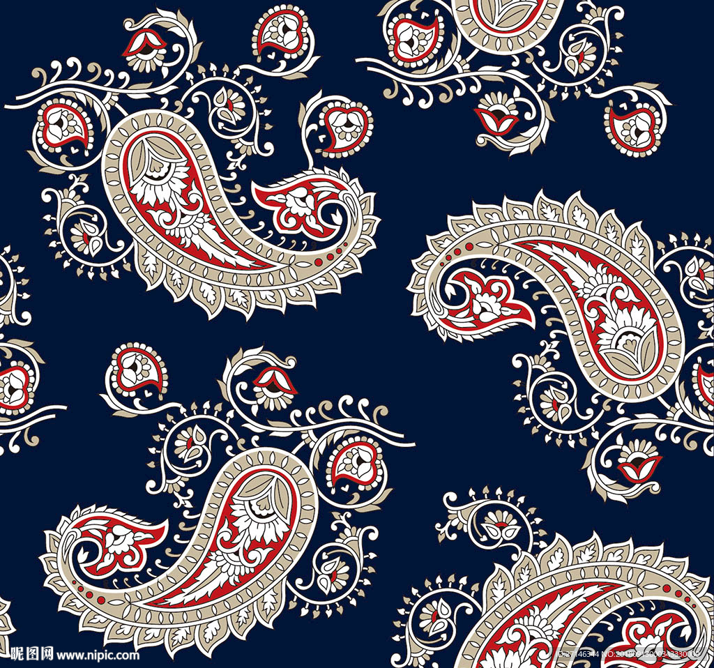 蓝色欧式花纹矢量无缝图案