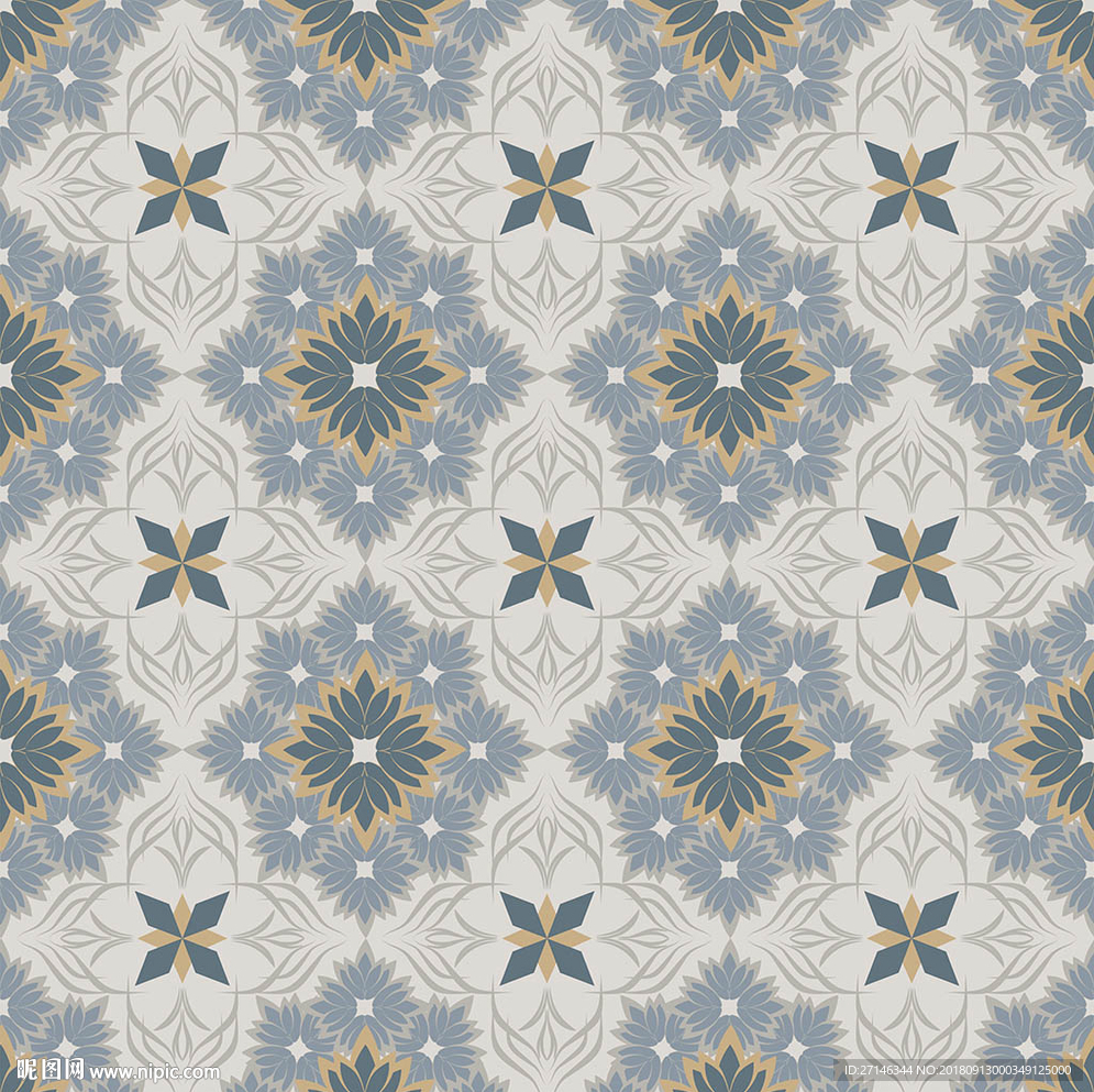 欧式花纹矢量无缝图案