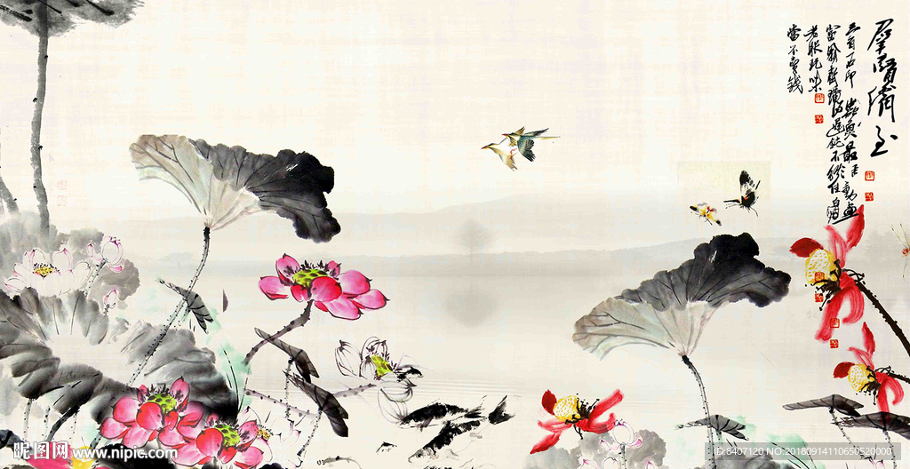 国画荷花
