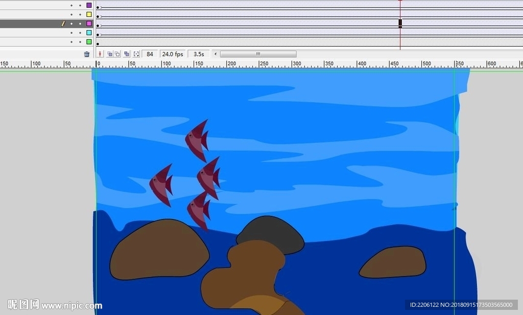 水里鱼群游泳动画6秒