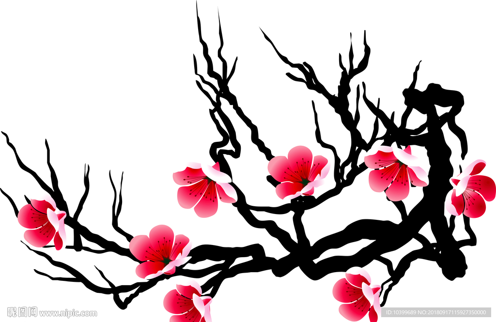 矢量樱花开花朵素材图