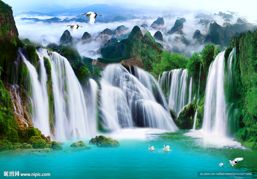 山水风景背景墙