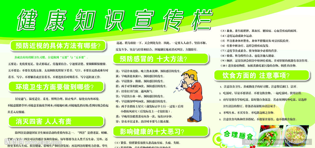 校园文化展板 健康知识