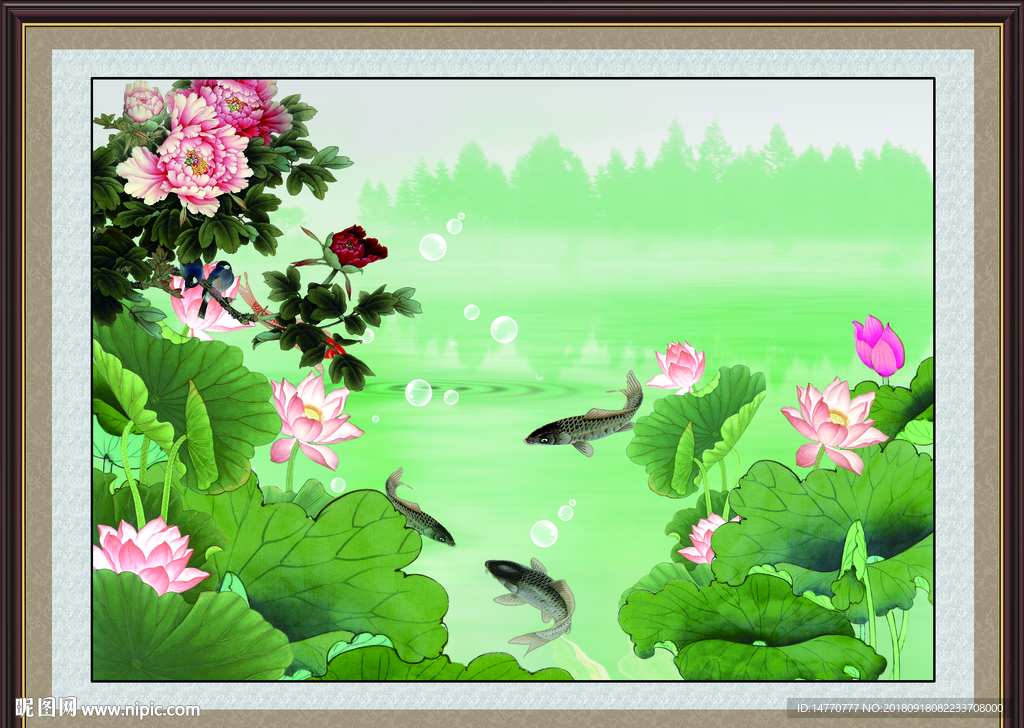 荷花鲤鱼图
