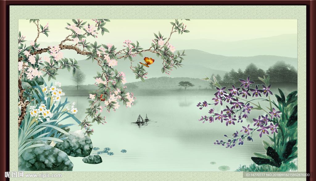 工笔花鸟 国画兰花