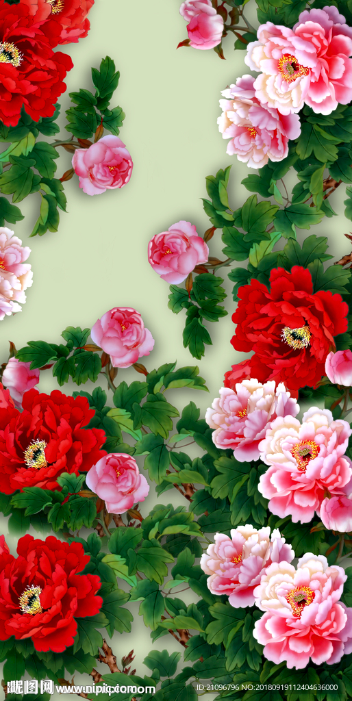 玄关 3d玄关 花开富贵