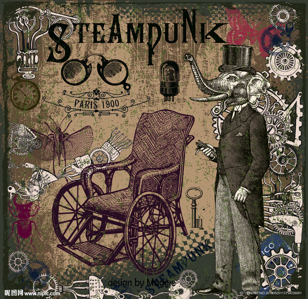 复古蒸汽朋克工业风装饰画