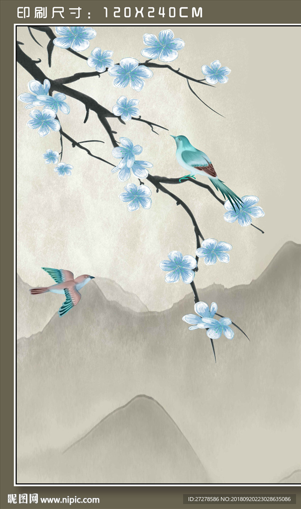 大型山水花鸟画 花鸟挂画