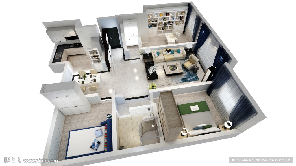 现代简约家装户型效果图