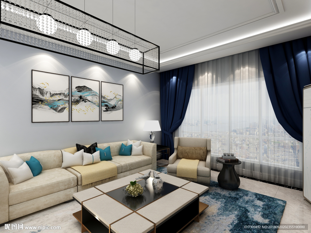 现代简约风格客厅装修效果图