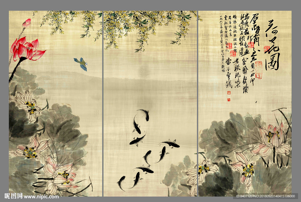 国画荷花