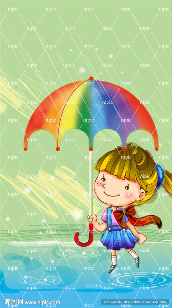 打雨伞的小女孩