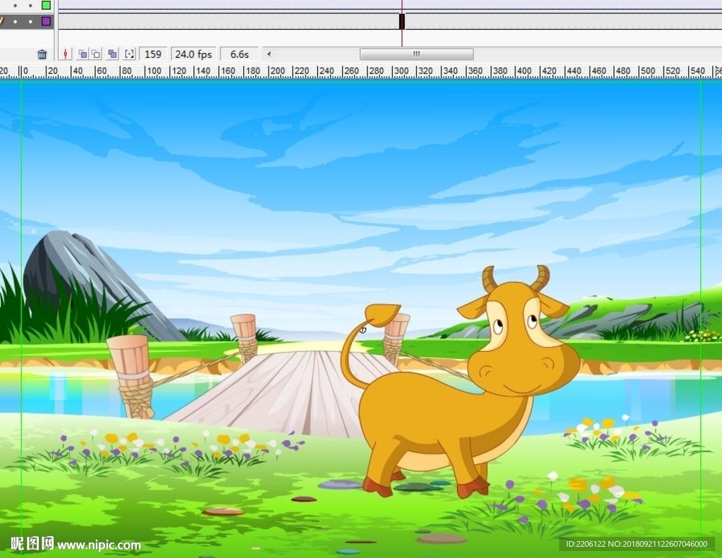 牛在河边走过的动画11秒动画