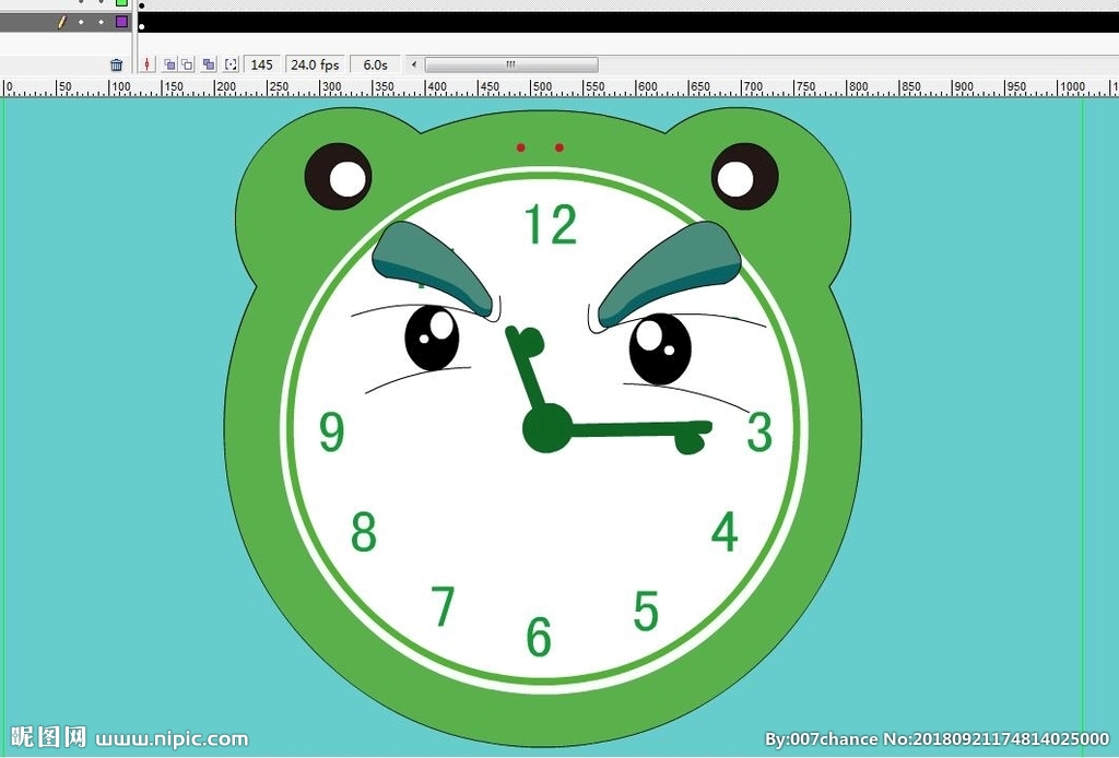 绿色青蛙钟表表情动画6秒