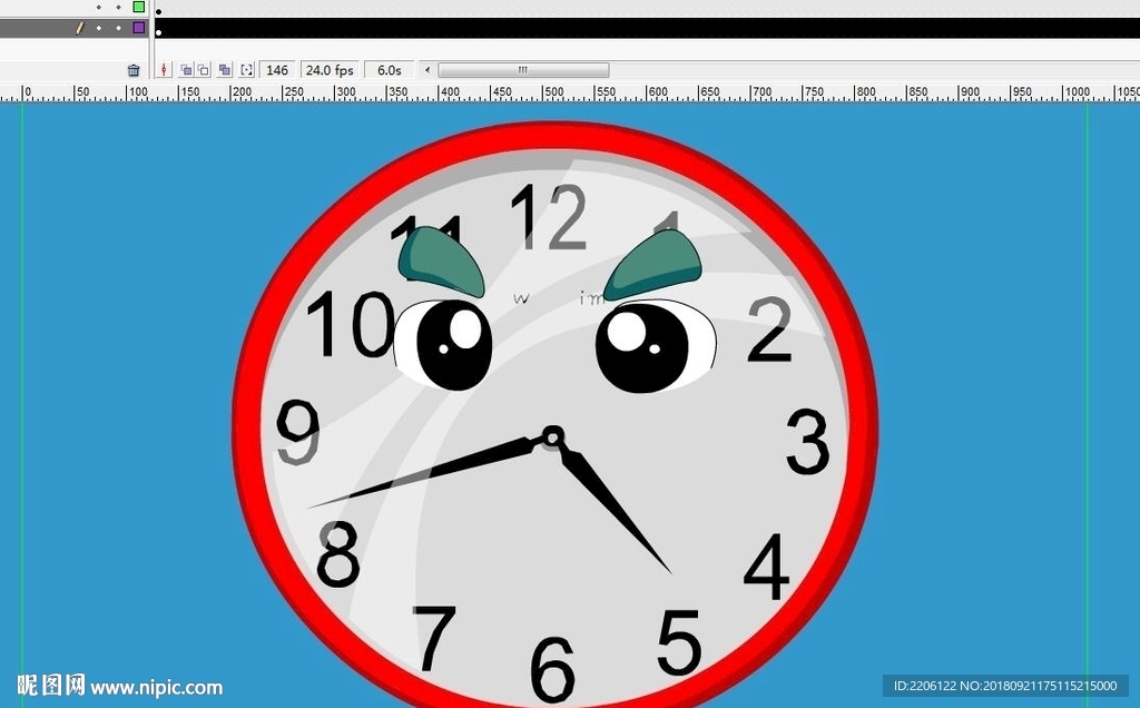 红色钟表眨眼睛动画6秒