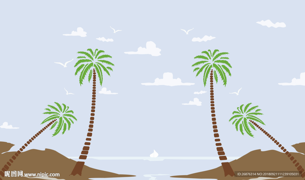 北欧热带植物棕榈叶椰树