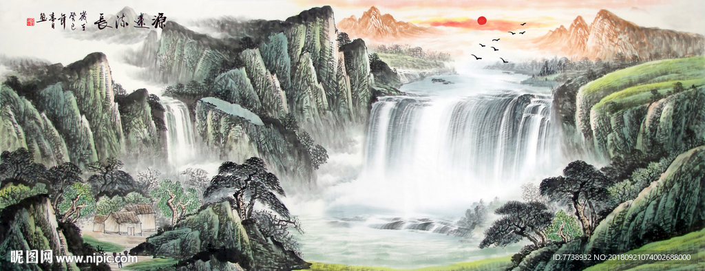 左右逢源山水画