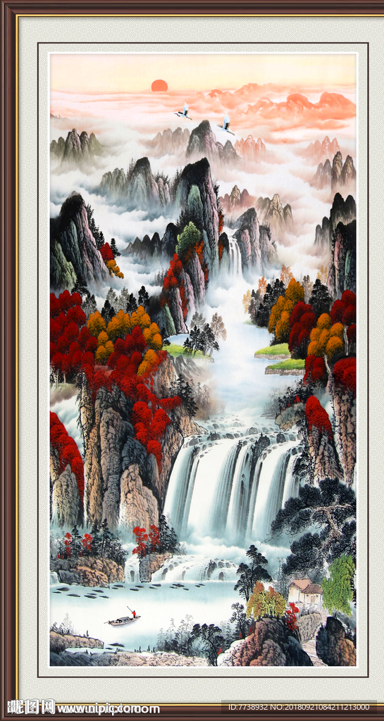 旭日东升 山水画