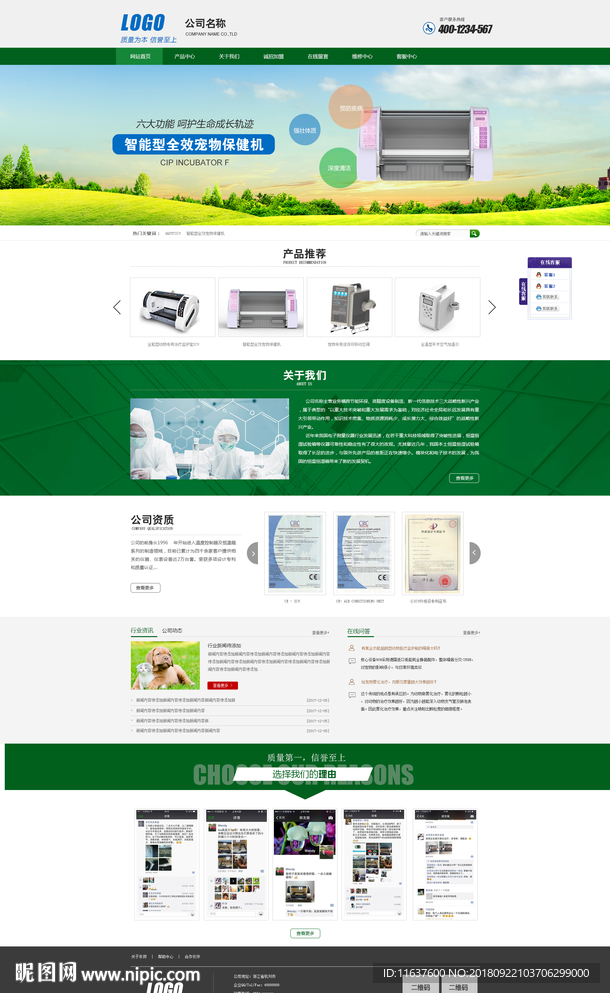 企业网站模板 绿色电器网站图