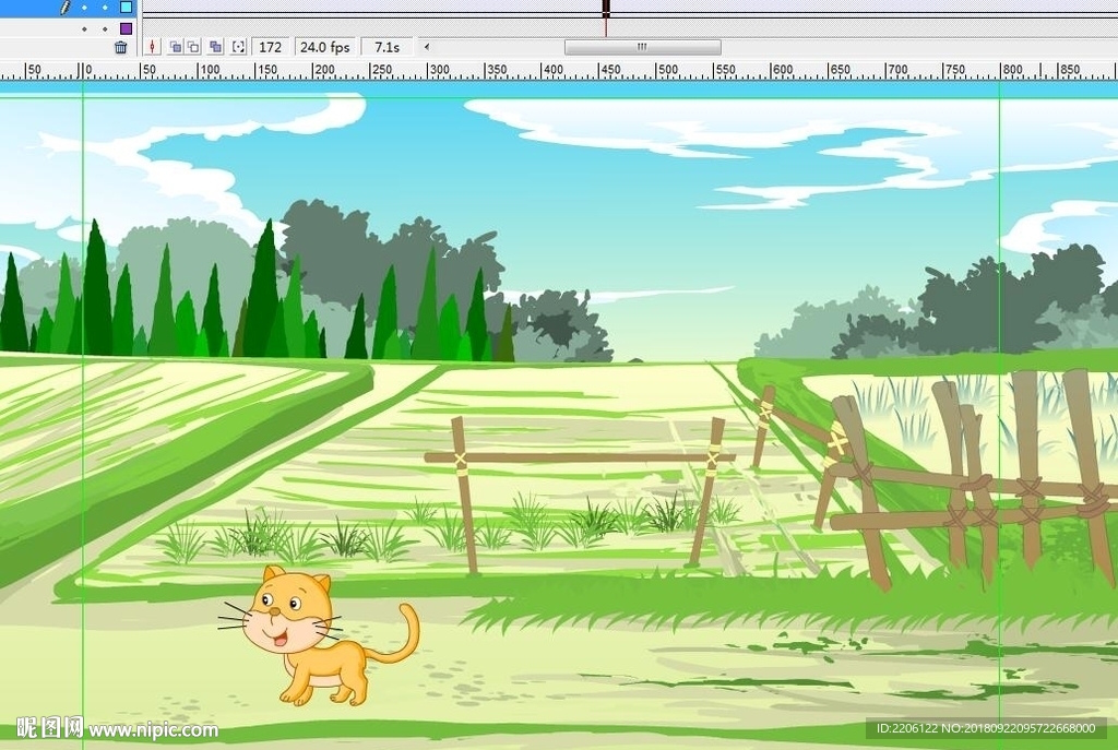 小猫咪在野外走过10秒动画