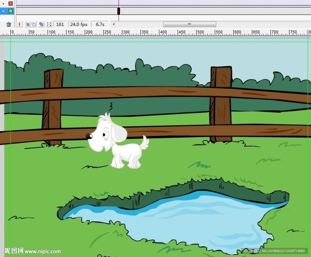 小狗在水潭旁边走过动画11秒