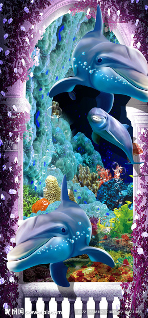 海洋动物世界海豚装饰画