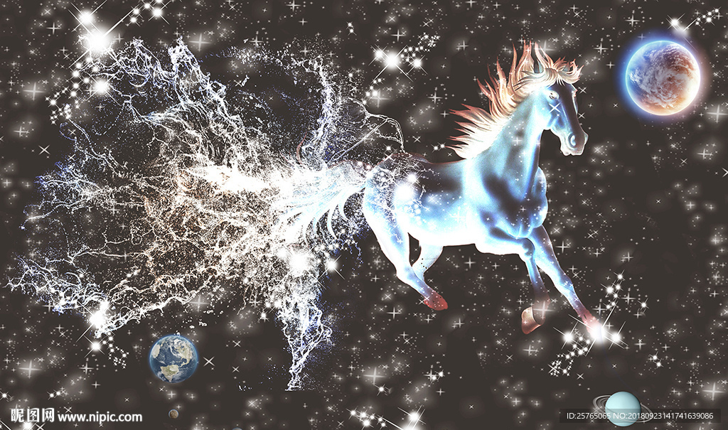 梦幻神马星空太空电视背景墙