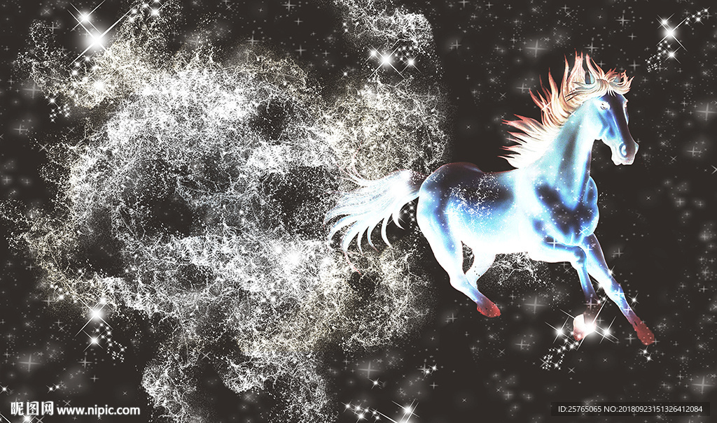 梦幻水纹星空神马电视背景墙