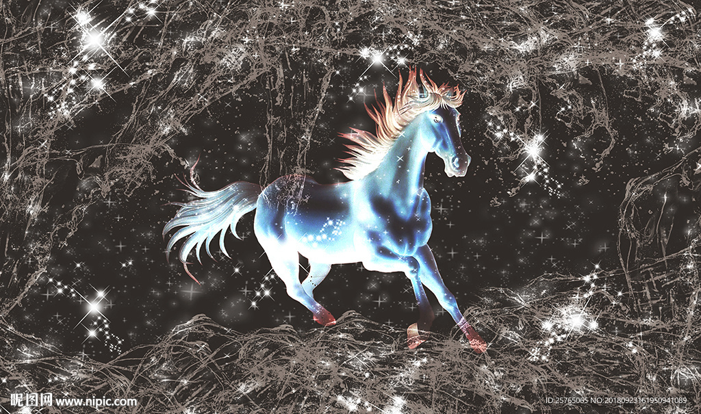 梦幻太空神马电视背景墙