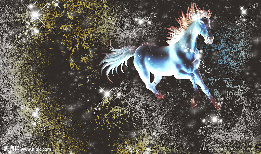 梦幻星空神马电视背景墙