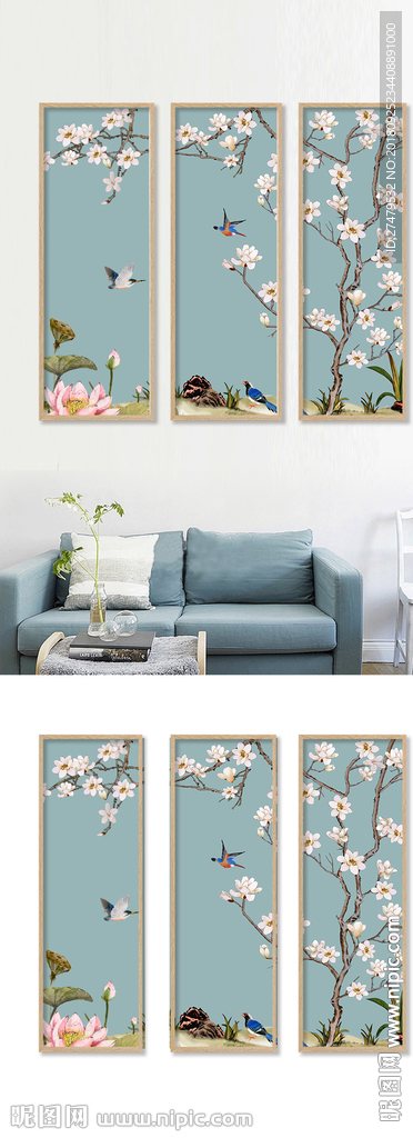 新中式梅花动物飞鸟植物装饰画