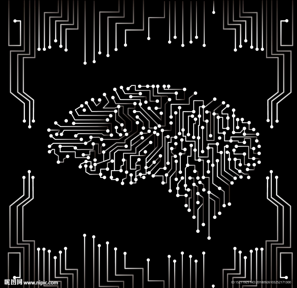 黑白创意智慧科技感大脑电路渐隐