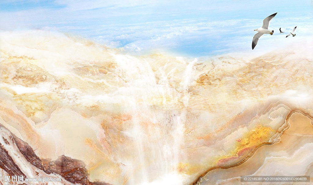 流水生财大理石纹理背景墙