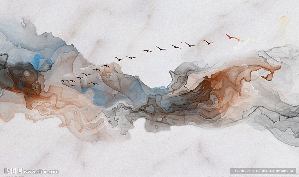 抽象水墨山水大理石背景墙