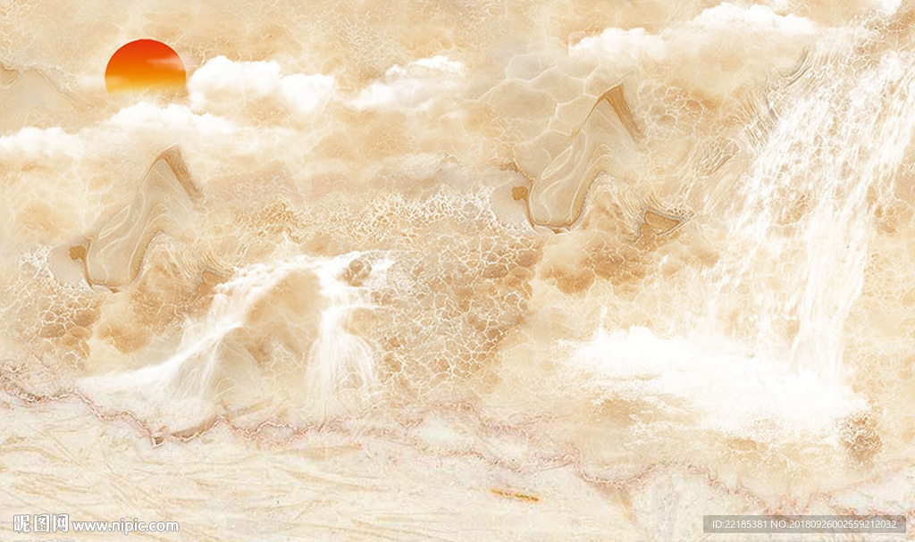 高山流水大理石纹背景墙