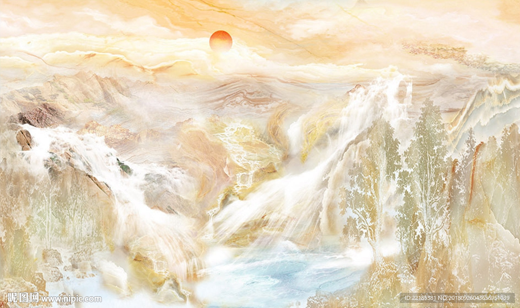 大理石山水纹理背景墙