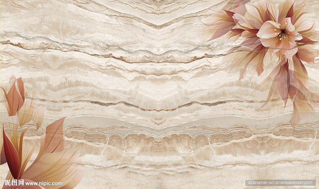 花朵大理石纹背景墙