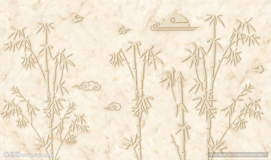 中国风竹子大理石背景墙