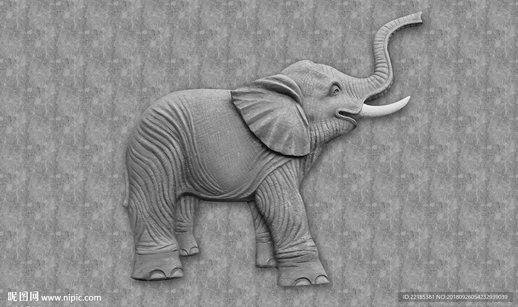 立体浮雕大象石纹背景墙