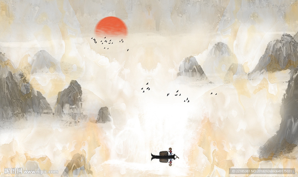 大理石纹山水背景墙