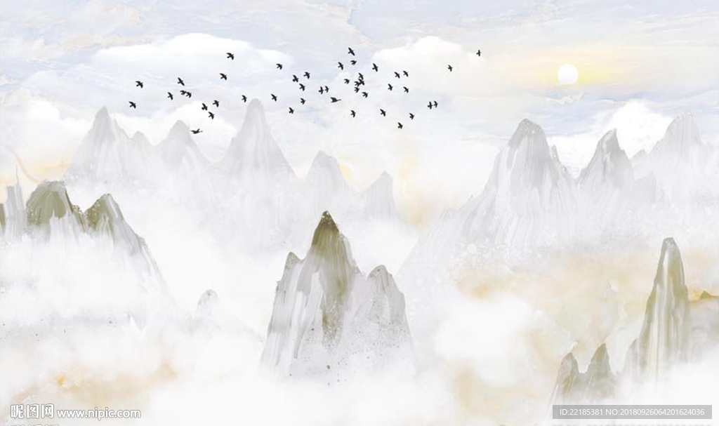 大理石纹山水背景墙