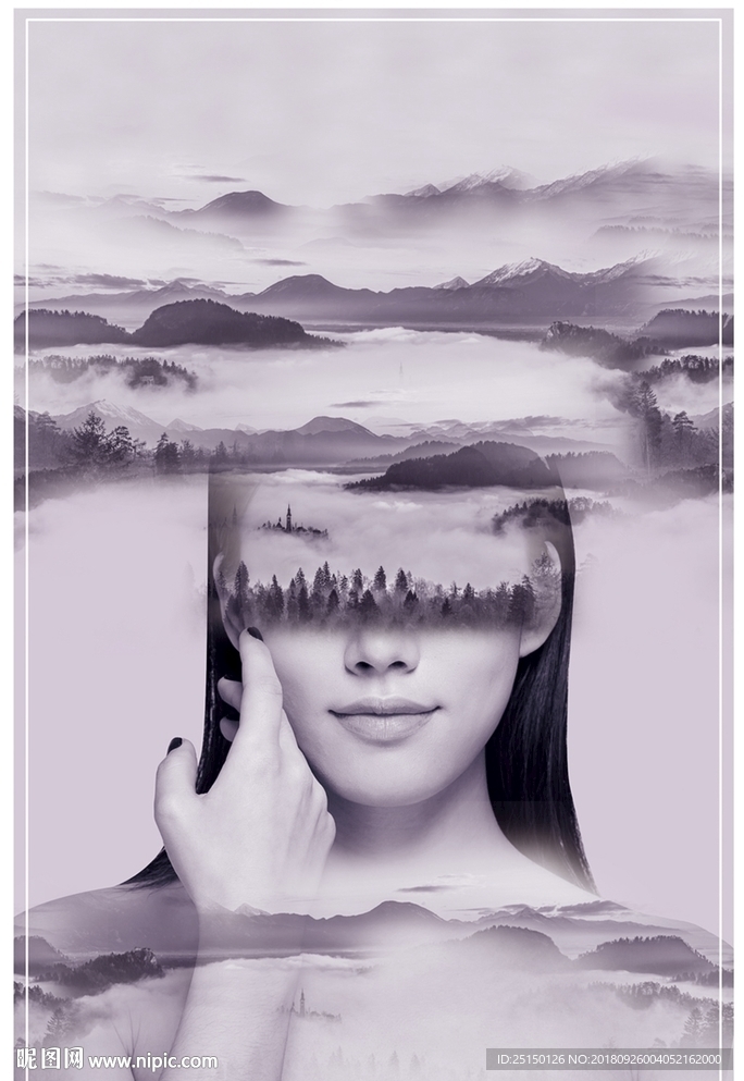 抽象风景人物剪影装饰画