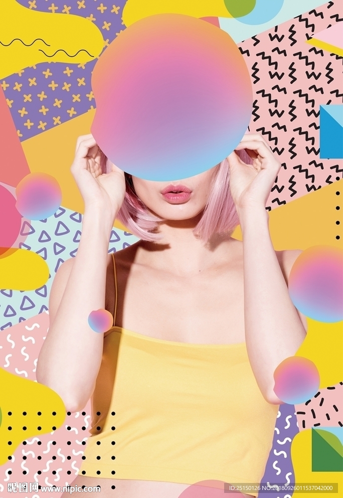 时尚几何女孩装饰画